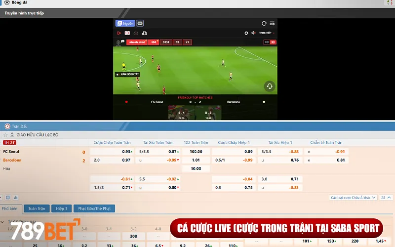 Đặt cược trận đấu đang phát sóng trực tuyến